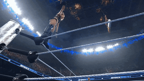 a wrestling ring with the words smack on the side