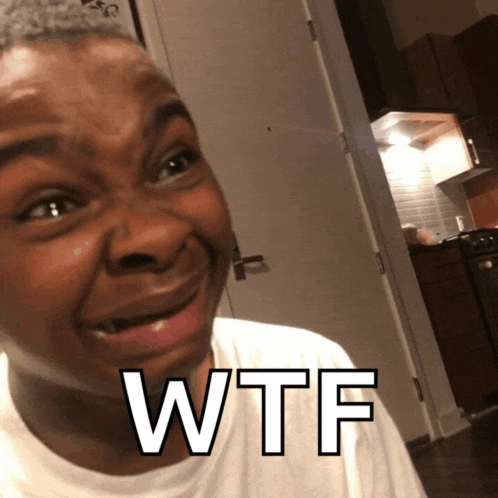 a woman is making a funny face with the word wtf written on the bottom