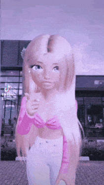 a cartoon girl with long blonde hair is giving a thumbs up sign