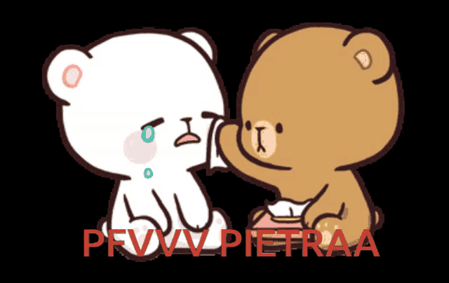 a cartoon of two teddy bears with pfvv pietraa written in red on the bottom