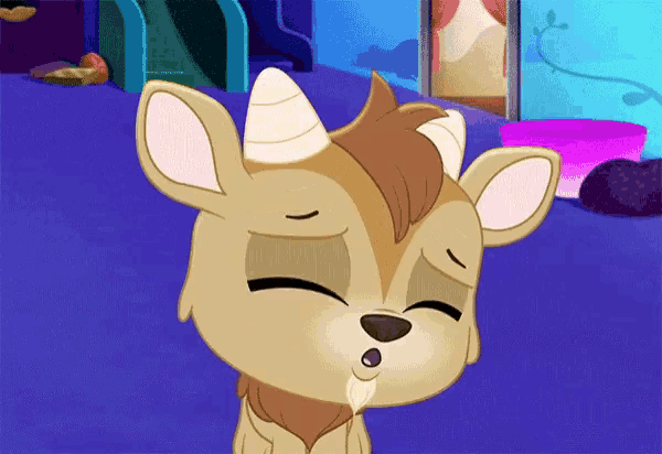 a cartoon drawing of a goat with horns on its head