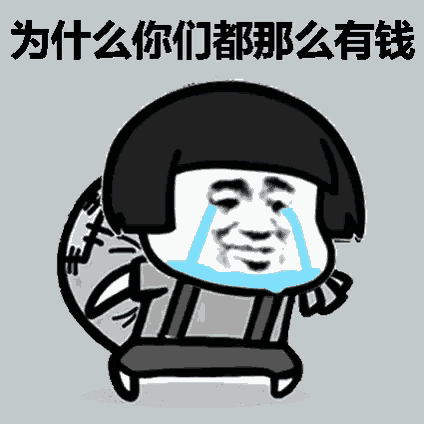a cartoon character is crying while carrying a bag of money on his back .