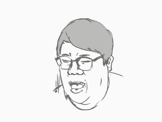 a black and white drawing of a man 's face