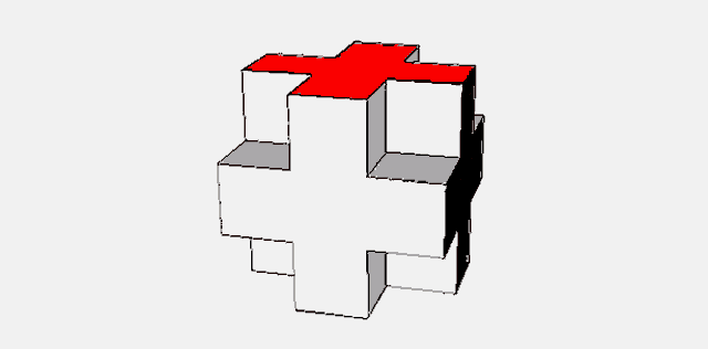 a drawing of a cube with a red x in the middle