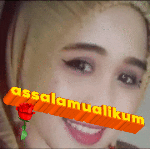 a close up of a woman 's face with the words " assalamualaikum " on it