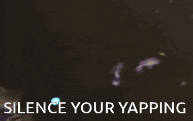 a screen that says silence your yapping in white letters