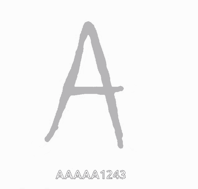 the letter a is written in black ink on a white background .
