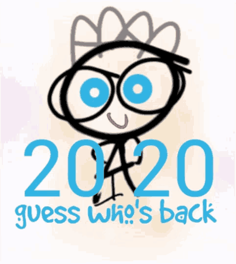 a picture of a stick figure with glasses and the words 2020 bernie 's back