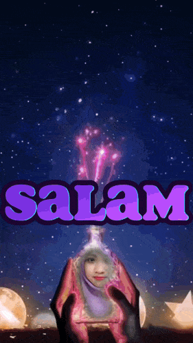 a picture of a woman with the word salam written on it