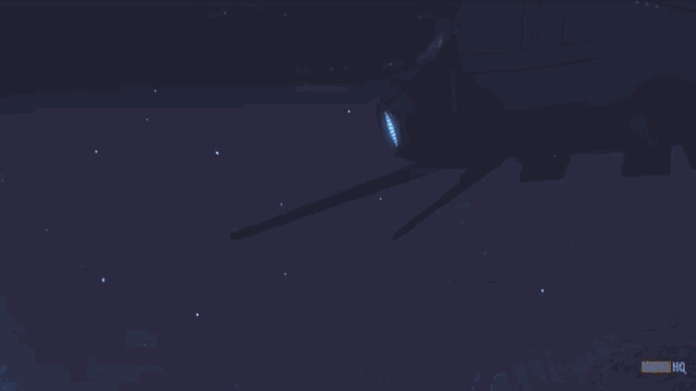 an advertisement for marvel hq shows a man flying in the sky