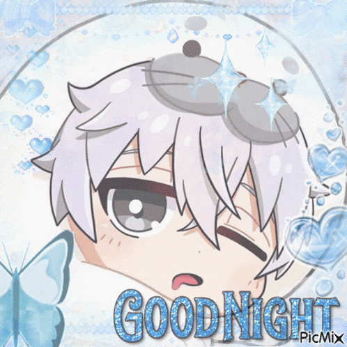 a picture of a cartoon character with the words good night written on it