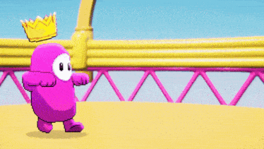 a cartoon character with a crown on his head is dancing