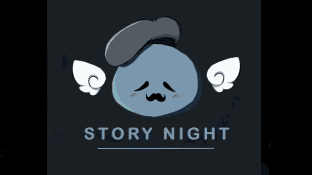 a glowing circle with the words story night written below it