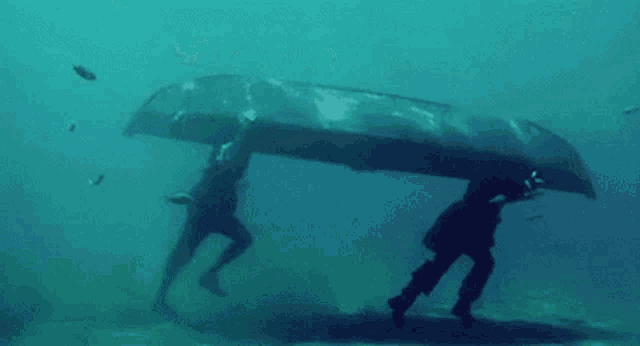 a man is carrying a boat in the water with the words sent by the v & c navy written below him
