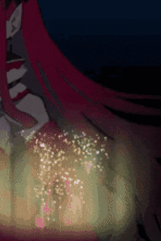 a pixelated image of a person 's torso with red hair