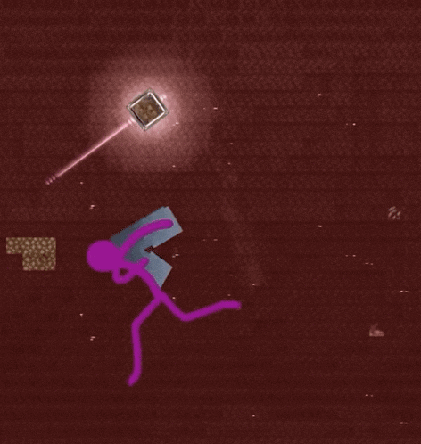 a purple stick figure with wings holding a sword