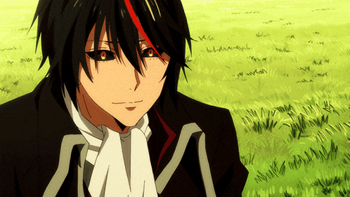 a black haired anime character with a red stripe on his face