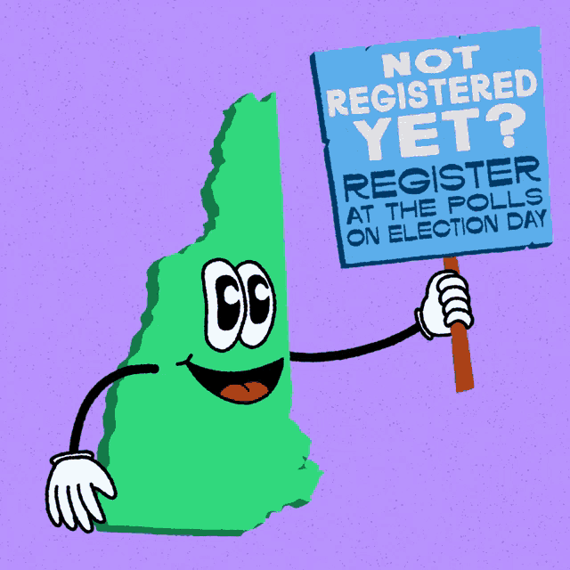 a cartoon character holding a sign that reads " not registered yet "