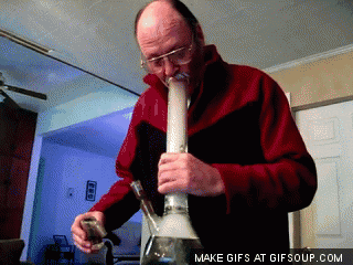 a man smoking a bong with a make gifs at gifsoup.com link