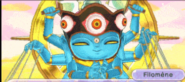 a picture of a cartoon character with a button that says filomene on it