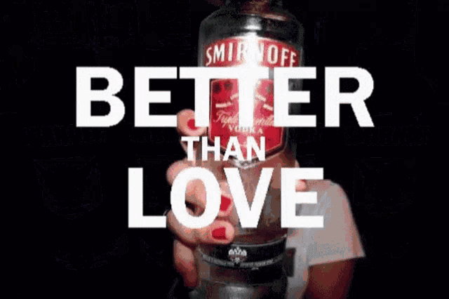 a bartender pouring a drink with the words better than love