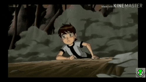 a ben 10 cartoon is shown on a screen made by kinemaster