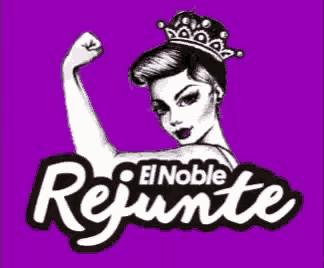 a black and white drawing of a woman with a crown on her head flexing her arm .