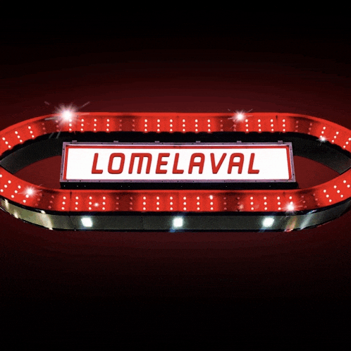 a red and white sign that says lomel aval