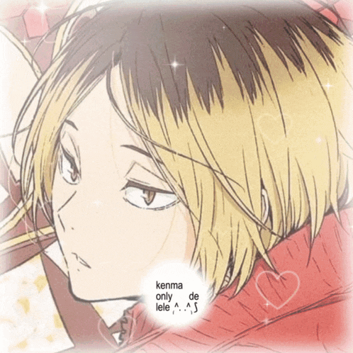 a drawing of kenma only de lele with hearts