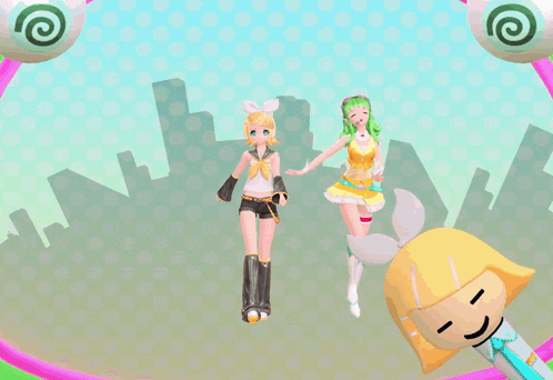 a girl with green hair is kissing another girl