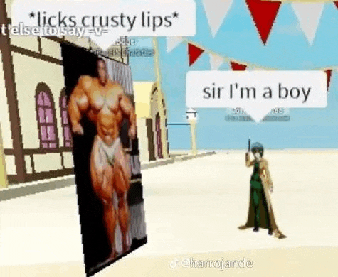a man is standing in front of a picture of a muscular man and a girl is standing next to him .