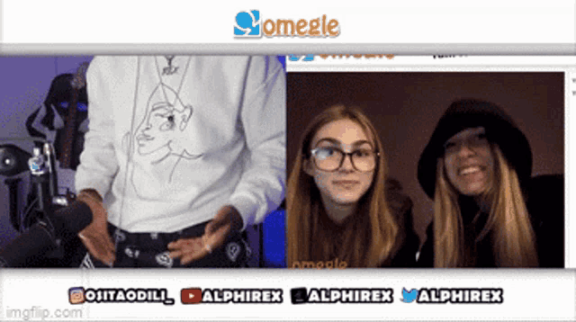 a man and a woman are having a video chat with omegle