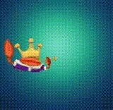 a cartoon character is sitting on a throne with a crown on his head .