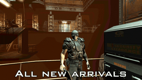 a video game screen shows a man holding a gun and the words at reception
