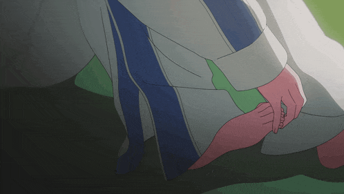 a drawing of a person 's feet with a blue stripe