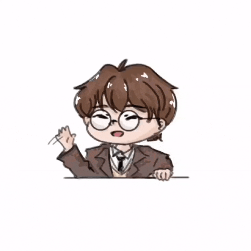 a cartoon drawing of a boy wearing glasses