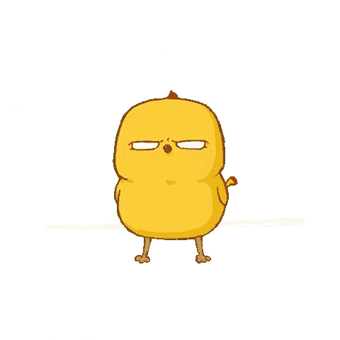 a cartoon chicken with a red beak and a red nose