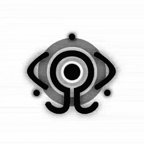 a black and white drawing of an eye with a circle around it