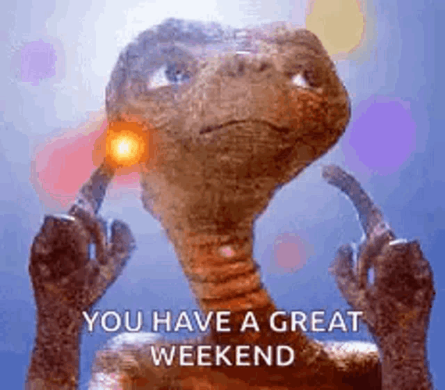 a picture of et from the movie et the extraterrestrial giving the middle finger .