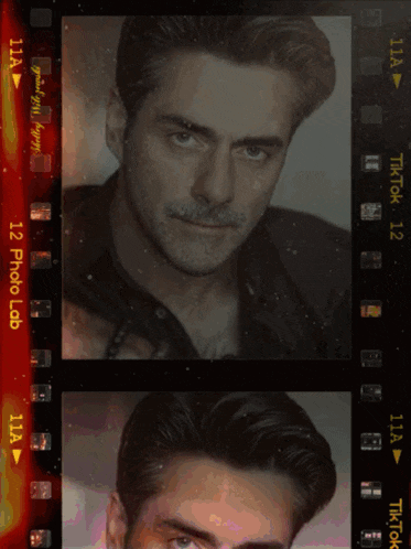 a man 's face is shown on a film strip that says tiktok 12