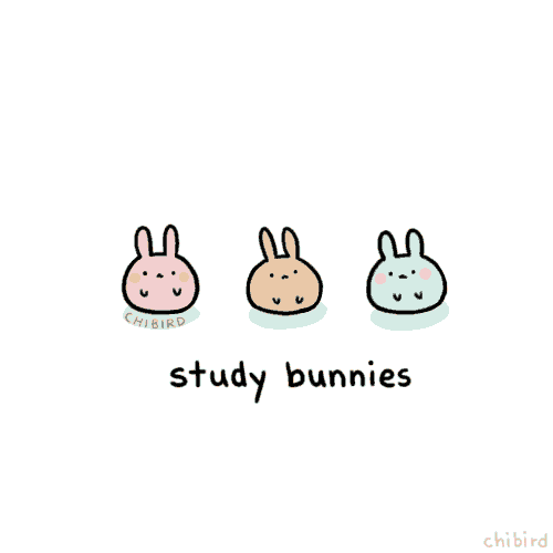 a drawing of three bunnies with the words do n't procrastinate study bunnies on the bottom