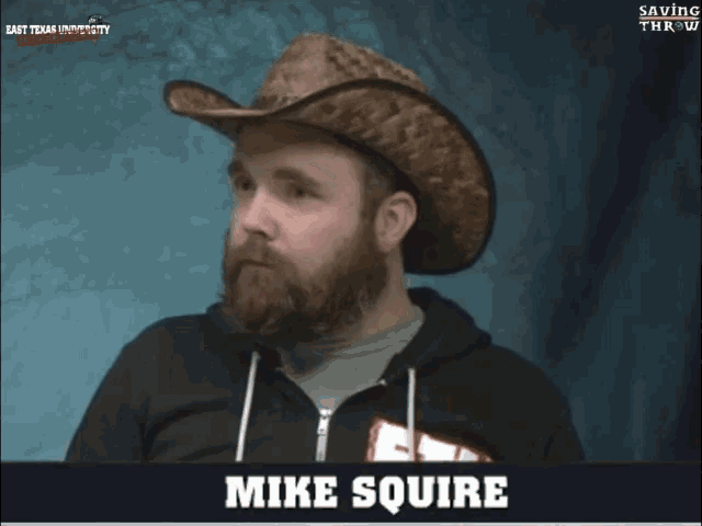 a man with a beard wearing a cowboy hat says " i don 't get it mike squire "