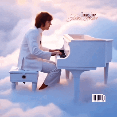a man in a white suit is playing a white grand piano