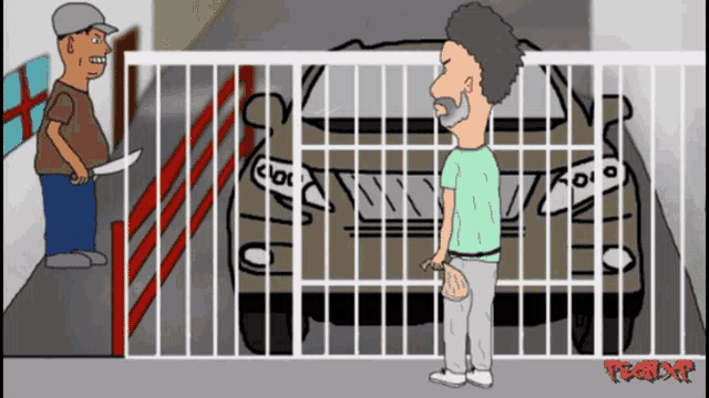 a cartoon of a man behind a fence with the word teddy on the bottom right