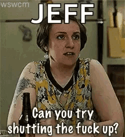 a woman is sitting at a table with a bottle of beer and a meme that says jeff .
