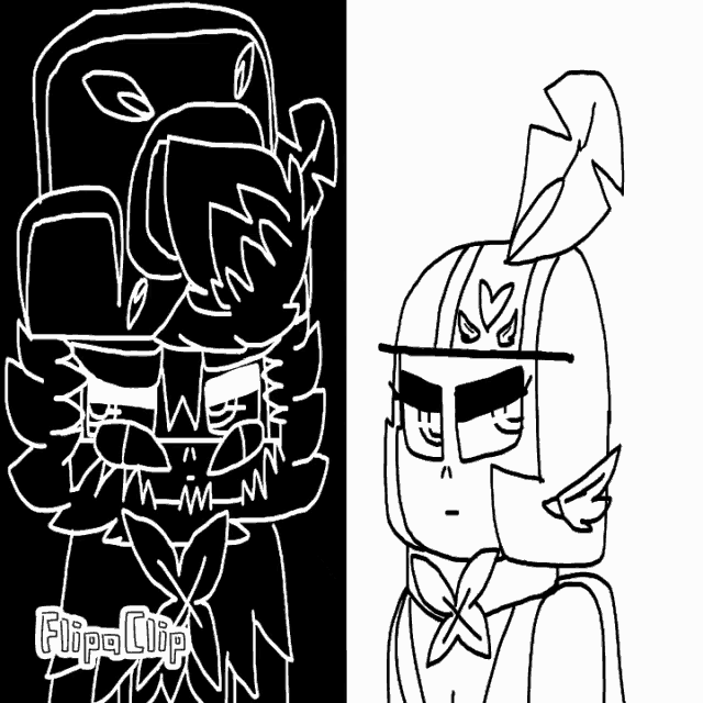 a black and white drawing of a knight with a feather on his head