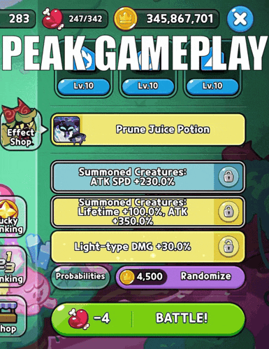 a screenshot of a game with the words peak gameplay at the top