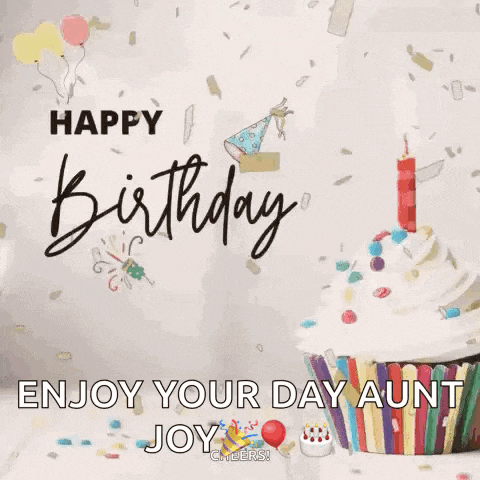 a happy birthday aunt greeting card with a cupcake and candles .