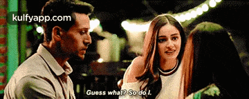 a man and two women are talking to each other and the man is saying guess what so do i