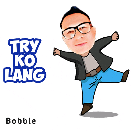 a cartoon of a man with glasses and the words try ko lang below him